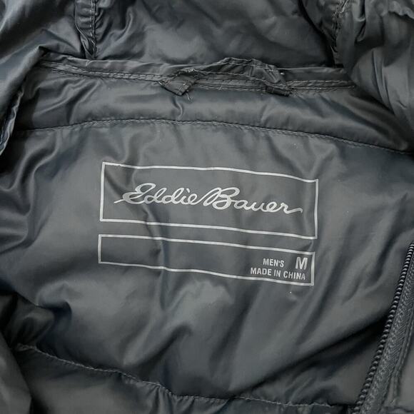 Eddie Bauer Mens 650 Down Wide Channel Hooded Puffer Jacket Size M Gray Packable - Picture 5 of 7